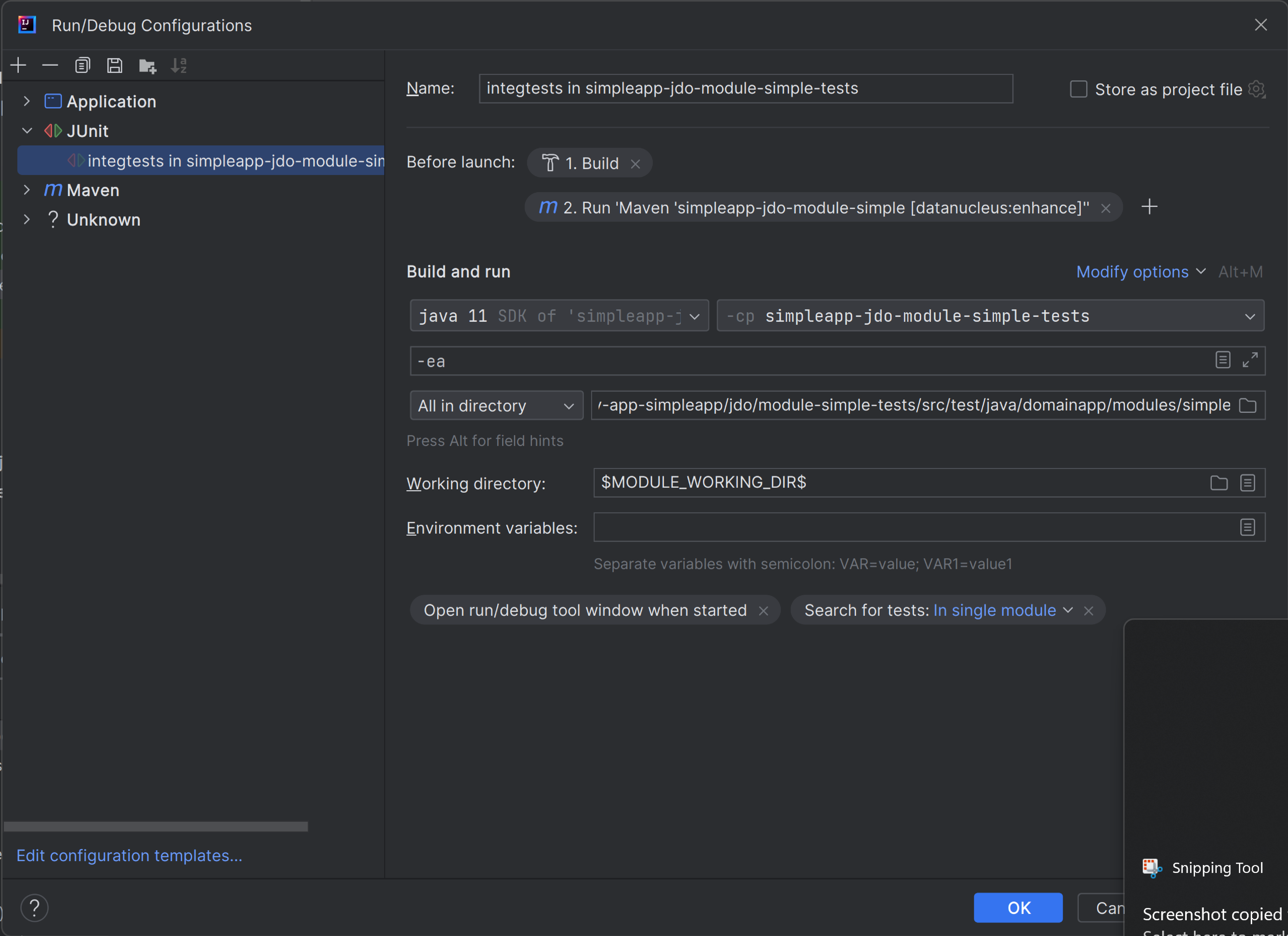 050 running integration tests run configuration